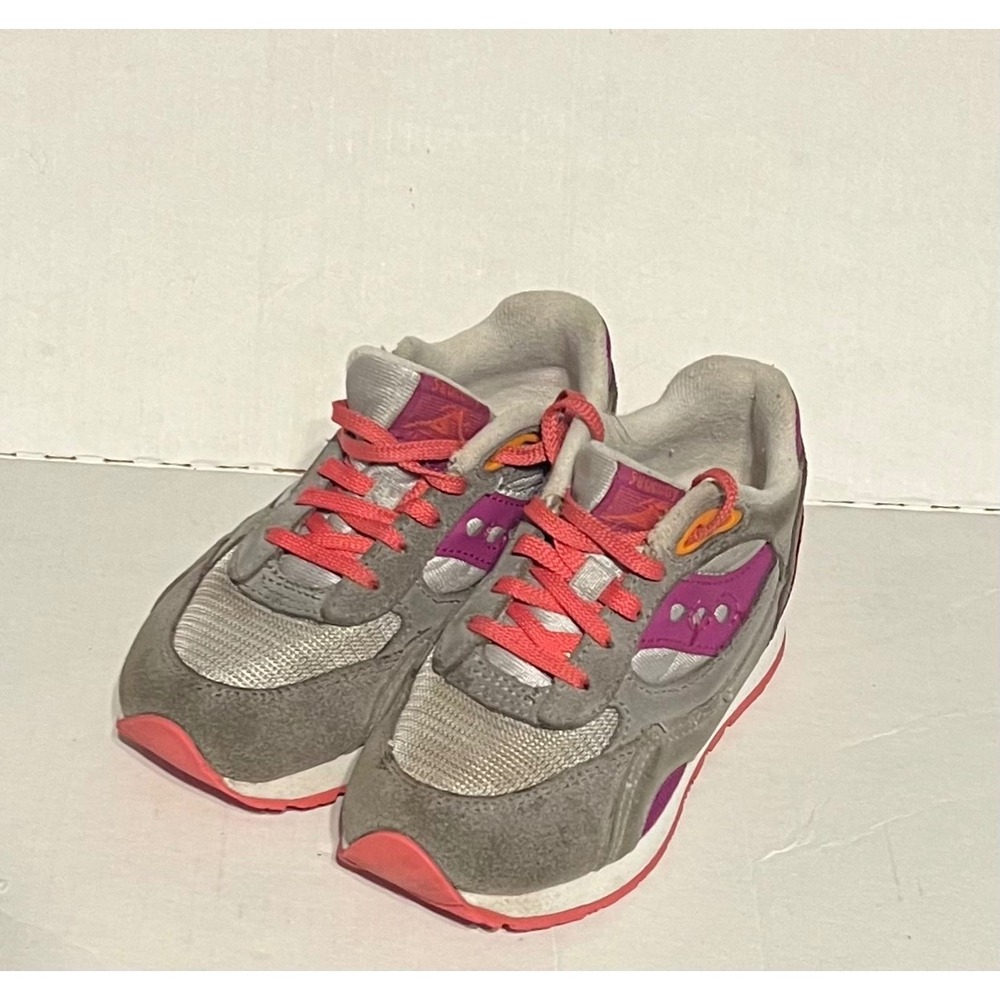 Saucony Jazz Shadow Grey Pink Purple Athletic Sneakers Shoes Kids Size 11.5M